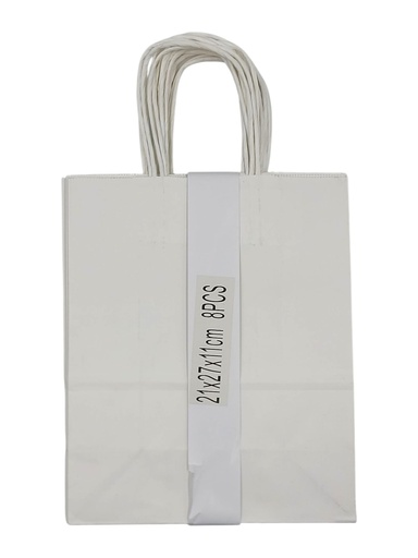 Large 8 pcs Craft Paper Gift Bag White  (21*27*11cm) 8.3 × 10.6 × 4.3 in