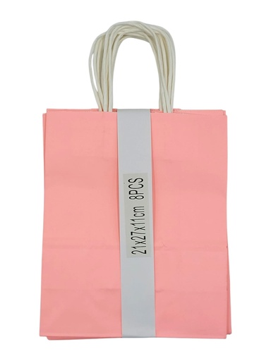 Large 8 pcs Craft Paper Gift Bag Coral  (21*27*11cm) 8.3 × 10.6 × 4.3 in