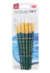 Artist Brush Set: Nylon Hair Shimmer 1 Series Soft-Grip 6pcs Wooden Handle