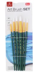 Artist Brush Set: Nylon Hair Shimmer 2 Series Soft-Grip 6pcs Wooden Handle