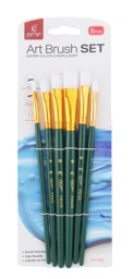 Artist Brush Set: Nylon Hair Shimmer 3 Series Soft-Grip 6pcs Wooden Handle