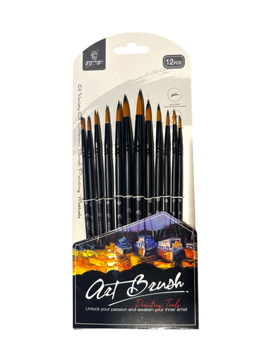 Artist Brush Set: Antique Wood Premium Taklon Set x12 A) Art Medley