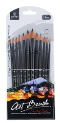 Artist Brush Set: Antique Wood Premium Taklon Set x12 A) Art Medley