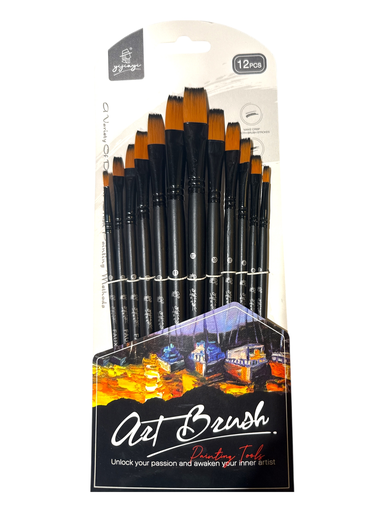 Artist Brush Set: Antique Wood Premium Taklon Set x12 C) Art Medley
