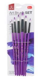 Artist Brush Set: Nylon Hair Shimmer Series Soft-Grip 6pcs Purple Tip Brush BB