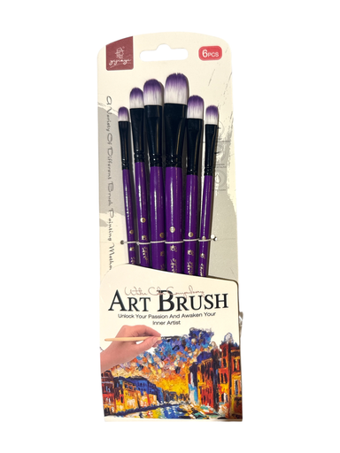 Artist Brush Set: Nylon Hair Shimmer Series Soft-Grip 6 pcs Purple Tip Brush DD