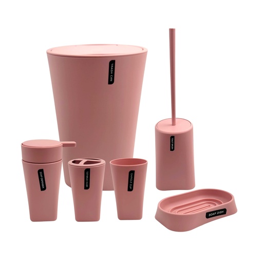 6 pcs Bathroom Set European Style Pink