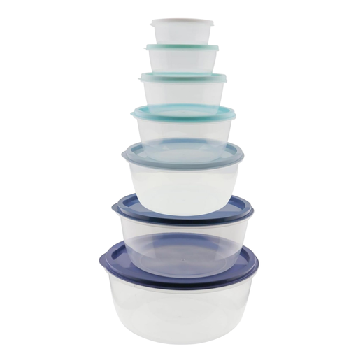Dark Blue 7pcs Circle Plastic Lunch Containers BPA free