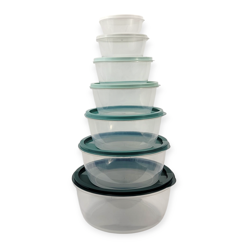 Dark Green 7 pcs Circle Plastic Lunch Containers BPA Free
