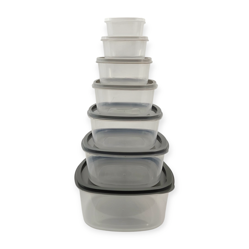 Dark Grey 7pcs Square Plastic lunch containers BPA free