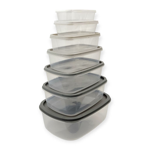 Dark Grey 7 pcs Rectangle Plastic Lunch Containers BPA Free