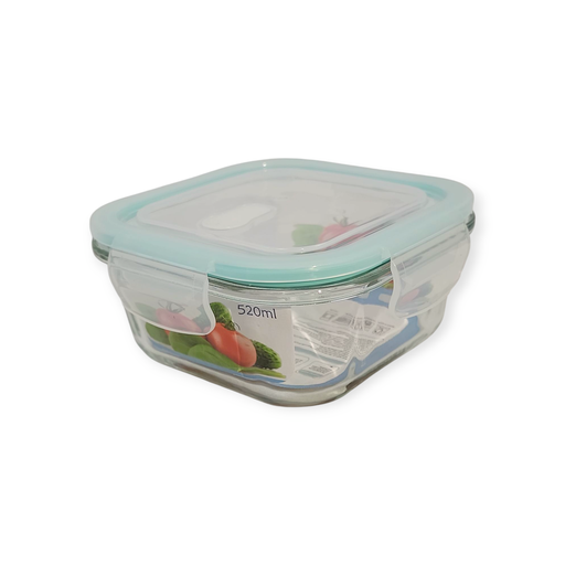 520ml Oven Safe Glass Container Lock Lid Square