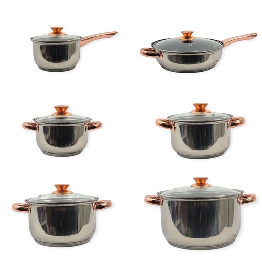 6 SetCasserole with Glass Lid Rose Gold 