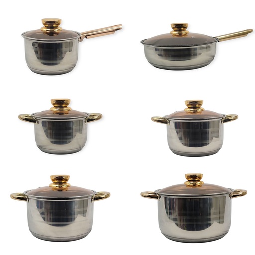 6pcs Casserole Cookware Set with Glass Lid