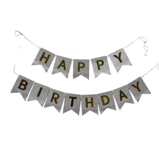 Birthday banner silver and gold 