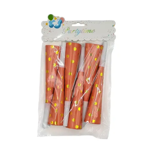 6 pcs Orange Gold Dot Party blowers