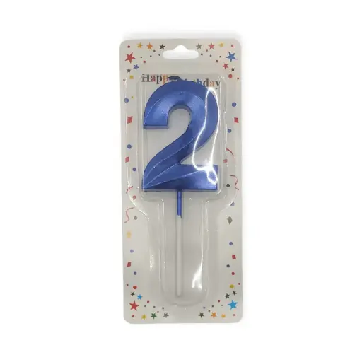Large Auraglow Birthday Number Blue  Candle 2 