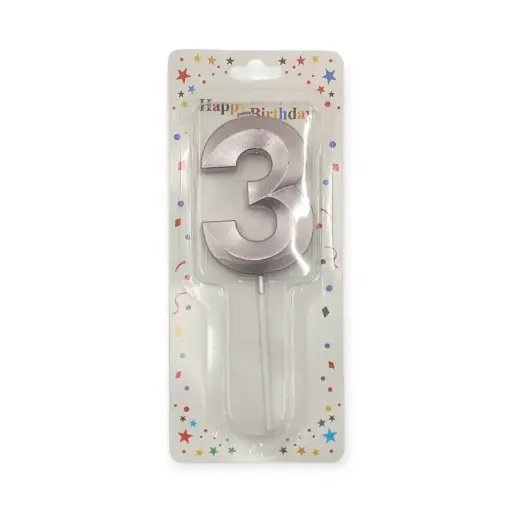 Large Auraglow Birthday Number Rose Pink  Candle 3