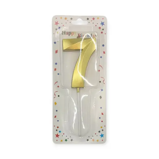 Large Auraglow Birthday Number Gold Candle 7