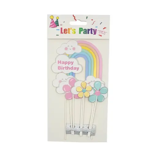  Happy Birthday Cake Topper Rainbow & Cloud