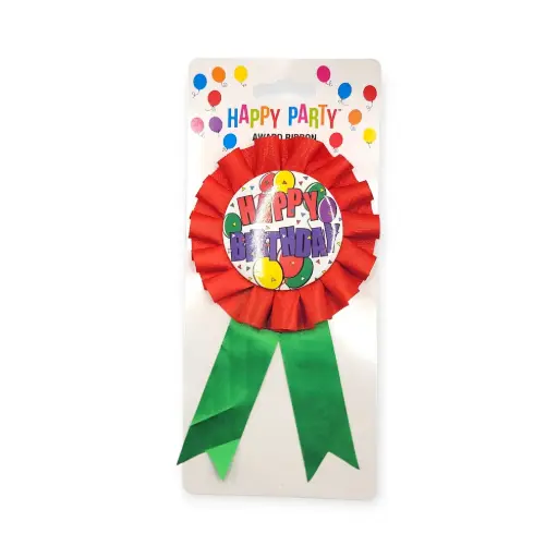 Birthday Ribbon Rad And Green Balloon  