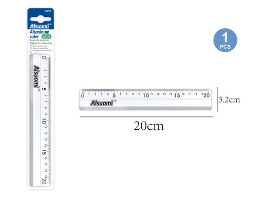 Aluminum ruler 20cm/8" (Alsuomi)