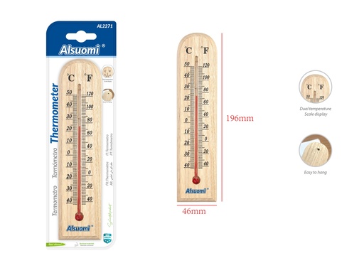 Thermometer 46*196/ 1.81*8" (dual temerature scale display) (Alsuomi)