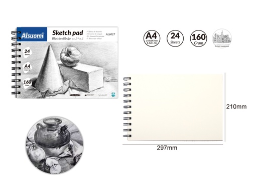 Sketch pad A4size 24 sheets 160g (Alsuomi)