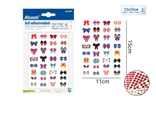Self-adhesive Bowtie sticker labels 15cm*11cm/ 6*4.3" 24 labels 5 sheets 160Labels (Alsuomi)