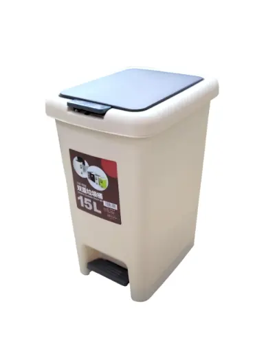 Waste bin with dual lid opening 15L