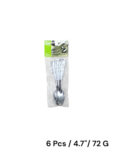4.7" 6 Piece tea Spoons Silverware, Stainless Steel (with design) 72g