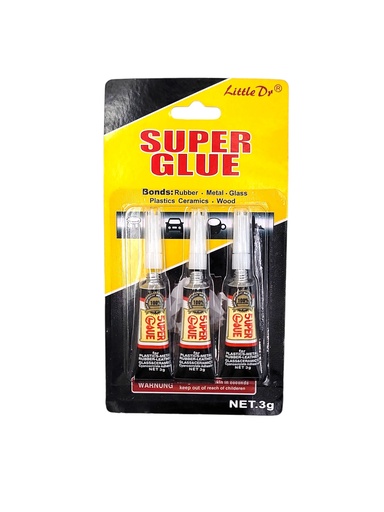 Super Glue (Bonds Rubber ,Metal, Glass, Plastic ceramic & Wood) NET. 3g/tube