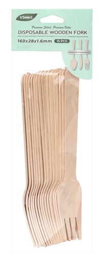 VSelect Disposable Wooden Fork 
15PCS/Pack  160mm*1.6mm*28mm