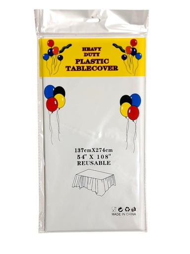 Fun Fiesta 54*108" Plastic table cover White