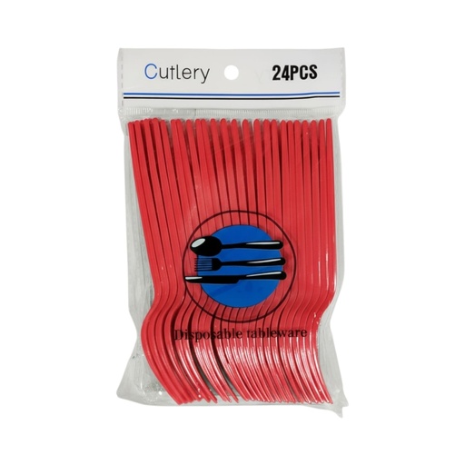 Fun Fiesta 24ct plastic forks, Red