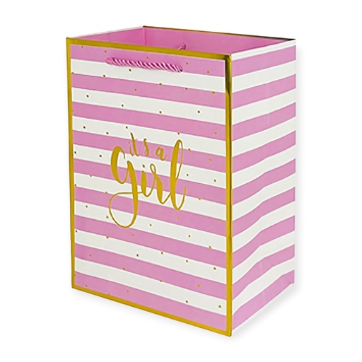 It's A Girl  Jumbo Gift Bag Pink Stripe